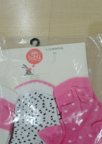 Kız Bebek 3'lü Pembe Desenli Çorap - Görsel 2
