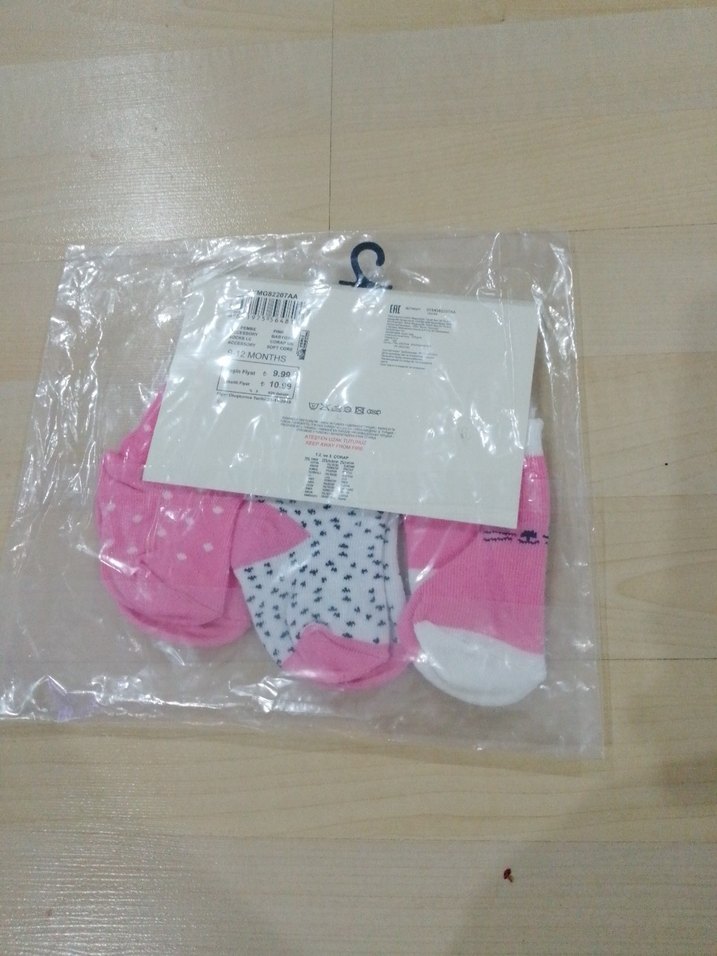 Kız Bebek 3'lü Pembe Desenli Çorap - Görsel 5