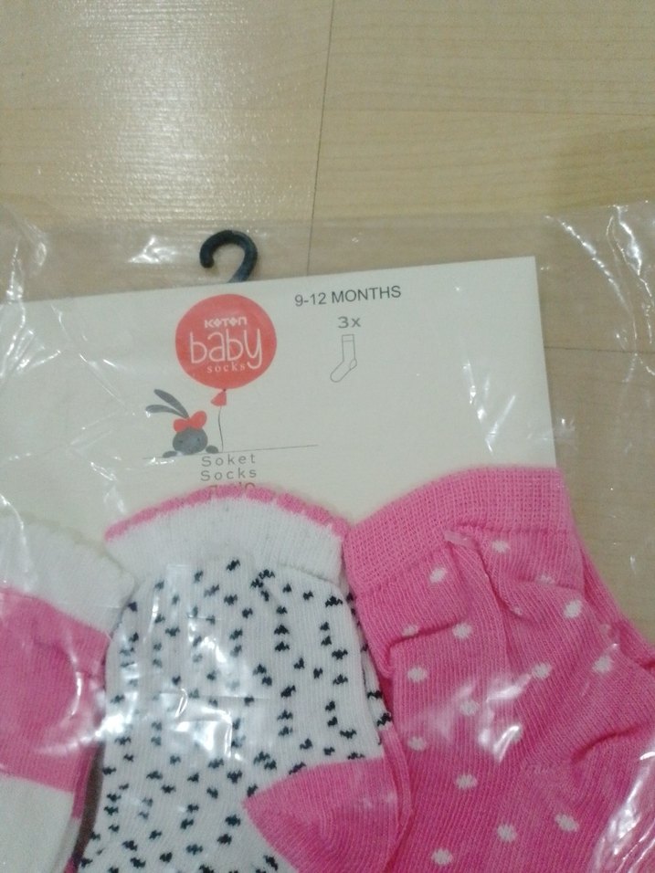 Kız Bebek 3'lü Pembe Desenli Çorap - Görsel 2