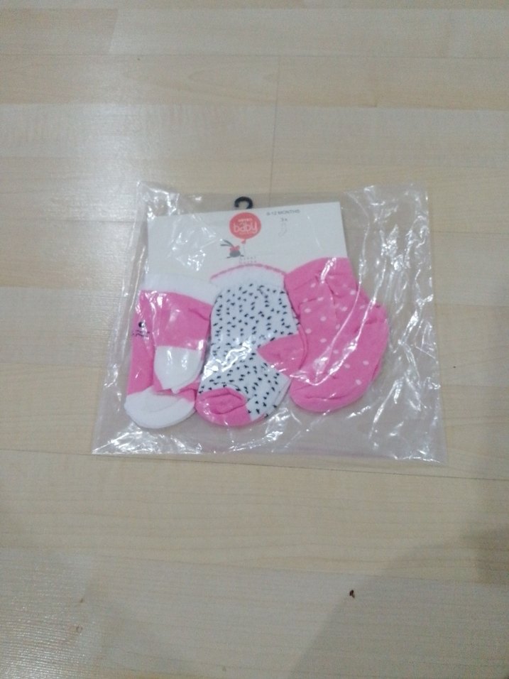 Kız Bebek 3'lü Pembe Desenli Çorap - Görsel 3