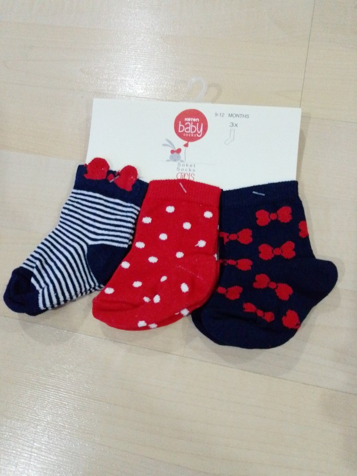 Kız Bebek Pamuklu Desenli Çorap Seti 3'lü - Görsel 3