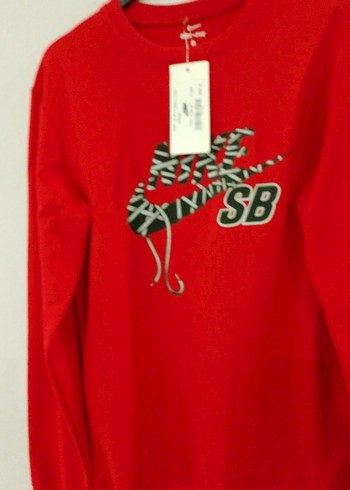 Kırmızı Baskılı Uzun Kollu Sweatshirt - Görsel 4