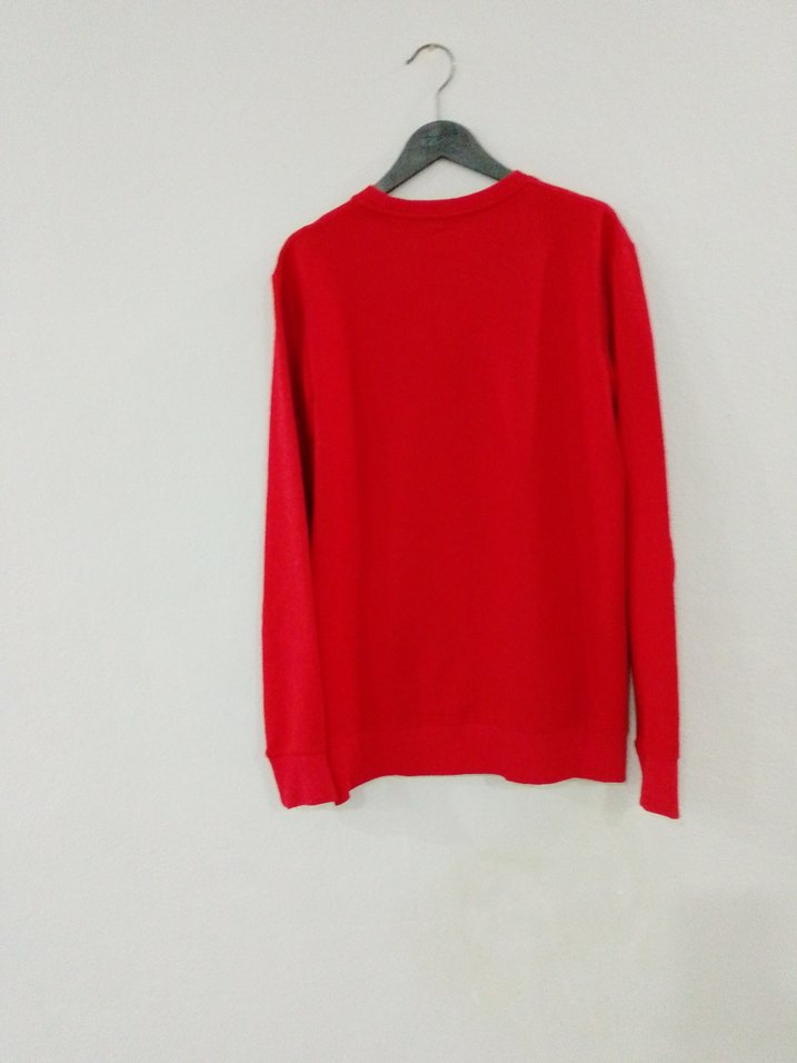 Kırmızı Baskılı Uzun Kollu Sweatshirt - Görsel 5