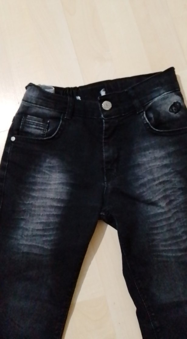 Erkek çocuk Siyah Kot Pantolon - Günlük Rahat Kesim - Görsel 2