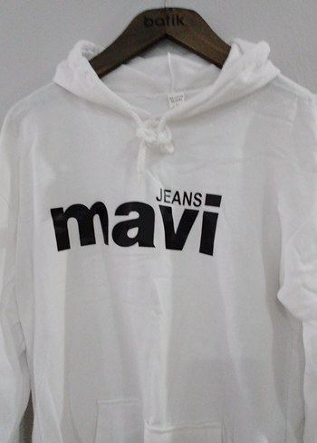 Mavi Beyaz Kapüşonlu Sweatshirt - Görsel 5
