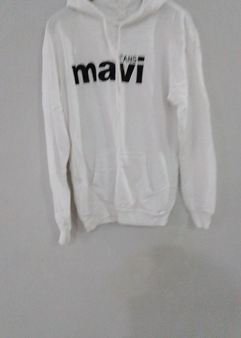 Mavi Beyaz Kapüşonlu Sweatshirt - Görsel 3