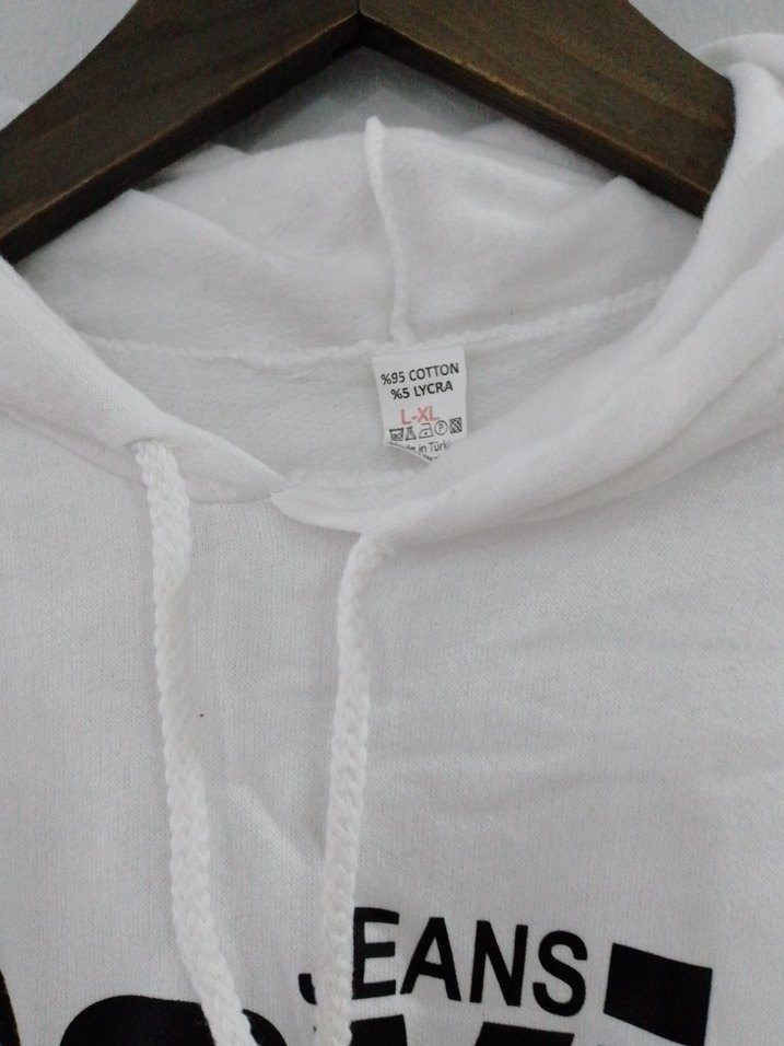 Mavi Beyaz Kapüşonlu Sweatshirt - Görsel 4