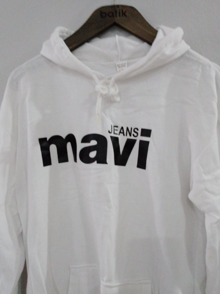 Mavi Beyaz Kapüşonlu Sweatshirt - Görsel 5