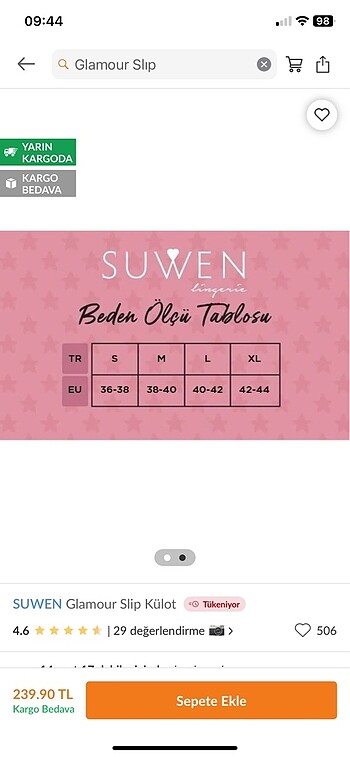 s Beden Suwen çamaşır