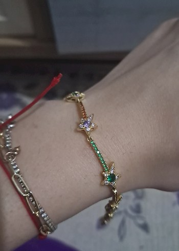 Renkli Zincir Detaylı Yıldızlı Kadın Bileklik - Görsel 2