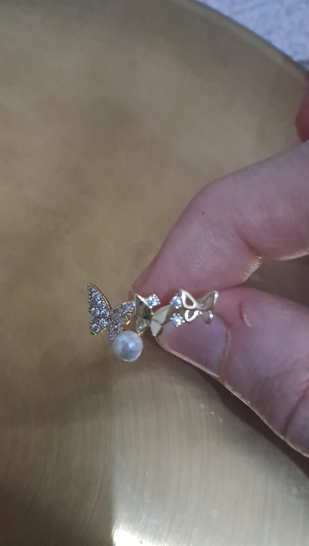 İnci ve Taşlı Mini Kelebek Küpeler - Görsel 2