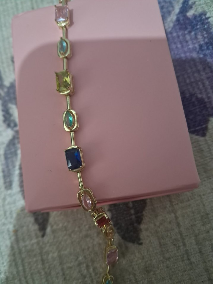 Renkli Taşlı Zincir Detaylı Kadın Bileklik - Görsel 4