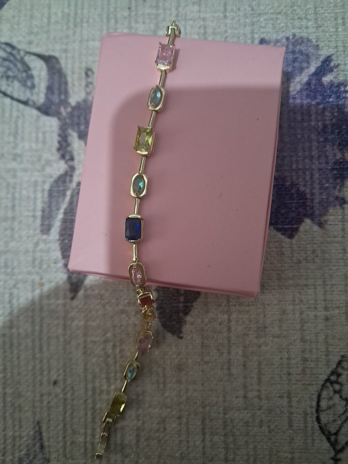 Renkli Taşlı Zincir Detaylı Kadın Bileklik - Görsel 3
