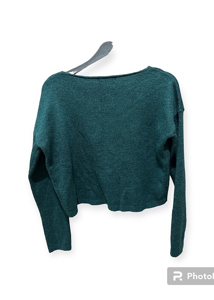 Yeşil triko kazak - Görsel 2