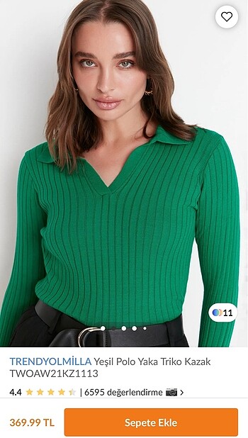 Yeşil triko kazak - Görsel 5