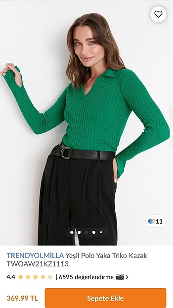 Yeşil triko kazak - Görsel 6