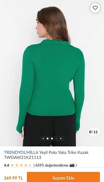 Yeşil triko kazak - Görsel 8