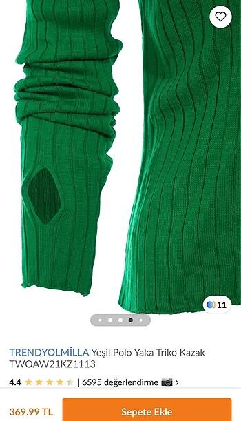 Yeşil triko kazak - Görsel 9