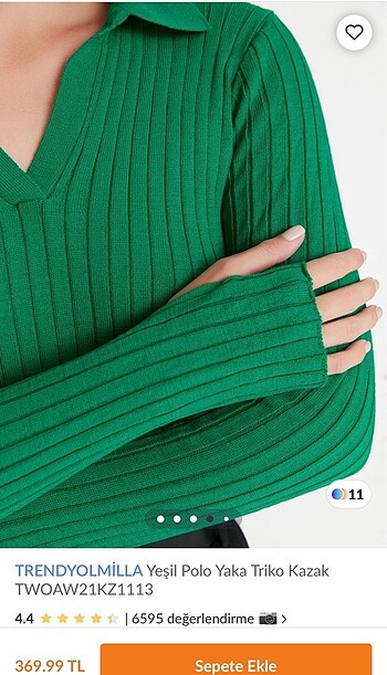 Yeşil triko kazak - Görsel 7