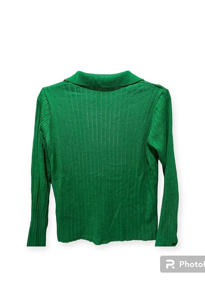 Yeşil triko kazak - Görsel 3