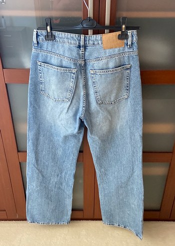 H&M Mavi Rahat Kesim Midi Denim Pantolon