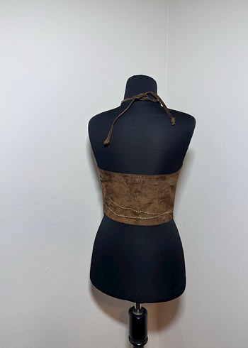 Kadın Kahverengi Süet Drapeli Mini Bustier./1489 - Görsel 6