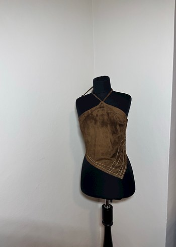 Kadın Kahverengi Süet Drapeli Mini Bustier./1489 - Görsel 3