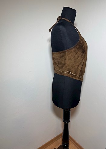 Kadın Kahverengi Süet Drapeli Mini Bustier./1489 - Görsel 9