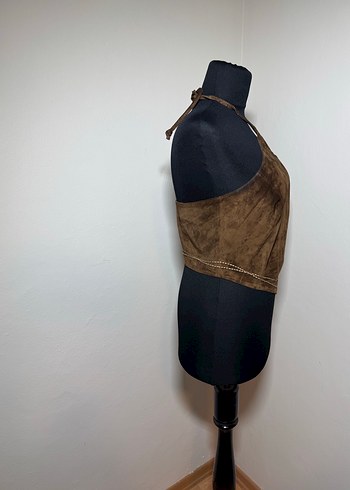 Kadın Kahverengi Süet Drapeli Mini Bustier./1489 - Görsel 8