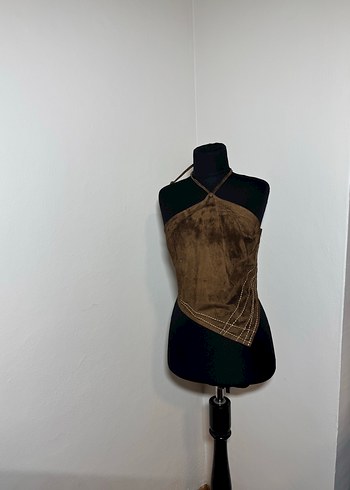 Kadın Kahverengi Süet Drapeli Mini Bustier./1489 - Görsel 2