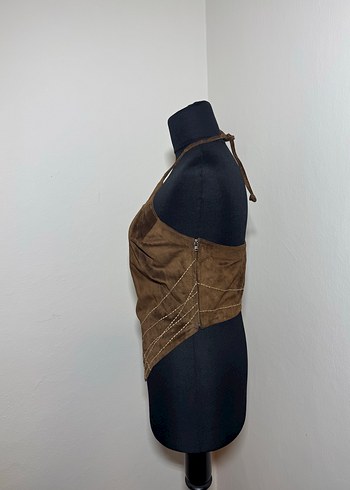 Kadın Kahverengi Süet Drapeli Mini Bustier./1489 - Görsel 5