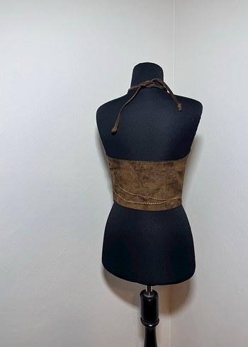 Kadın Kahverengi Süet Drapeli Mini Bustier./1489 - Görsel 7