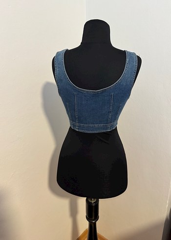 Kadın Koyu Mavi Denim Büstiyer./1365 - Görsel 6