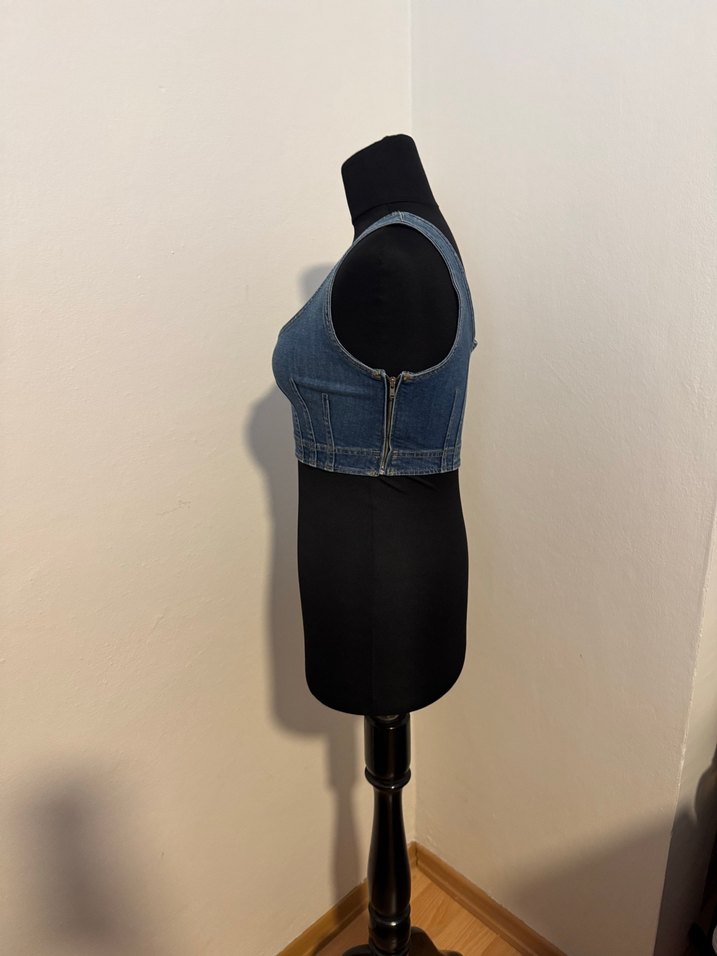 Kadın Koyu Mavi Denim Büstiyer./1365 - Görsel 4