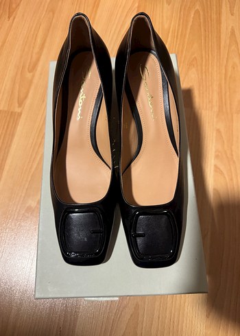 Santoni Siyah Deri Topuklu Kadın Ayakkabı./304 - Görsel 8