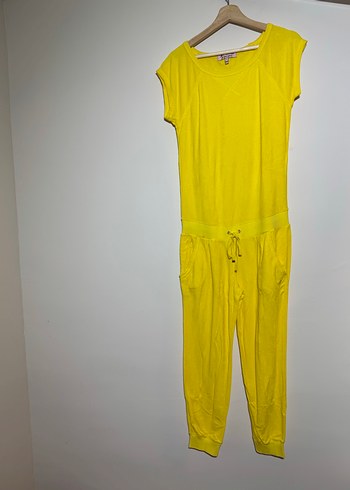 Sarı Kadın Midi Tulum, Kısa Kollu, Rahat Kesim./1446 - Görsel 3