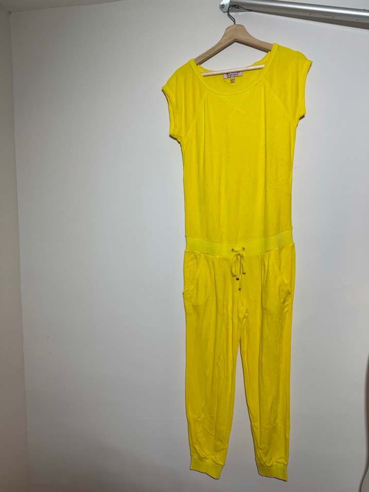 Sarı Kadın Midi Tulum, Kısa Kollu, Rahat Kesim./1446 - Görsel 2