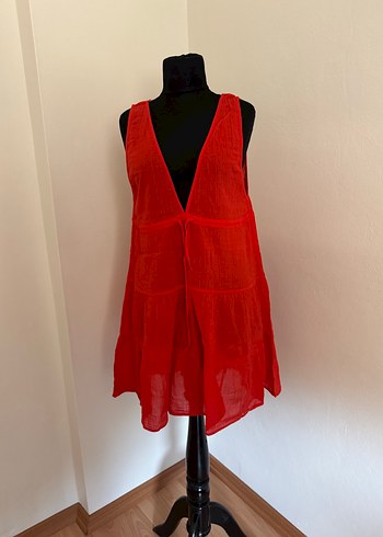 Kırmızı Kolsuz tunik - Görsel 3