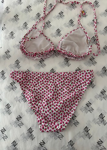 Koton Pembe Renkli Fırfırlı Baskılı Strappy Bikini
