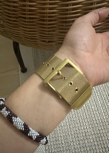 Kadın Parlak Altın Kemerli Saat - Görsel 10