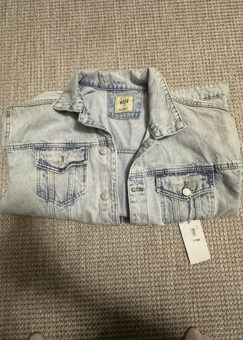 Gri Düğmeli Kadın Denim Ceket - Görsel 3