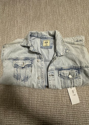 Gri Düğmeli Kadın Denim Ceket - Görsel 4