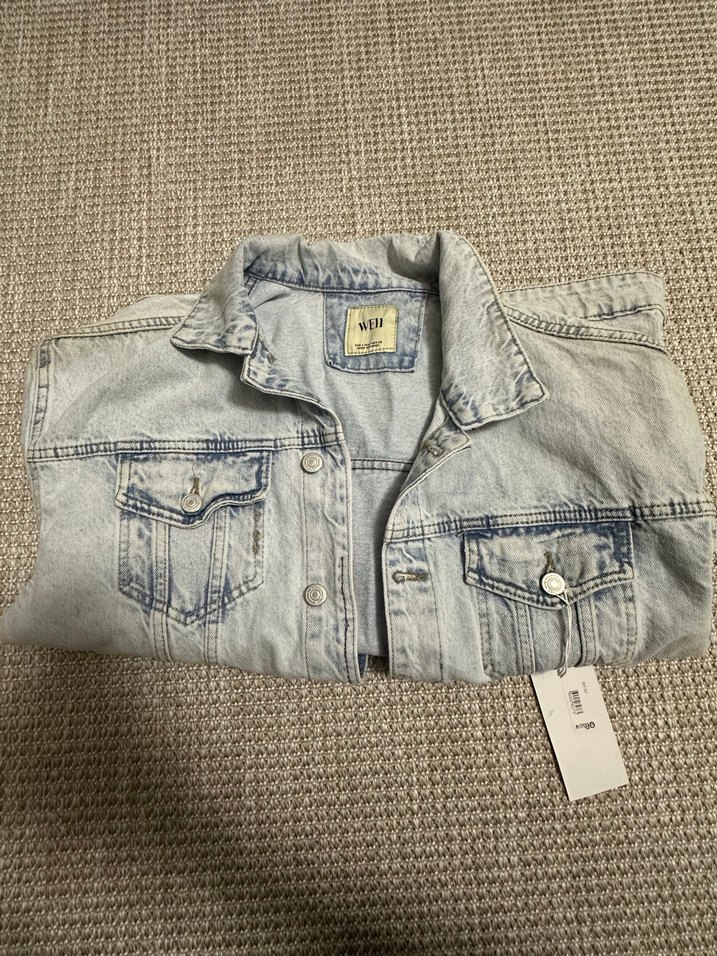 Gri Düğmeli Kadın Denim Ceket - Görsel 4