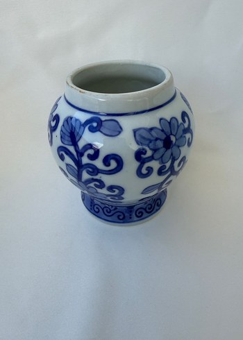 Mavi Çiçek Desenli Seramik Vazo - Görsel 2