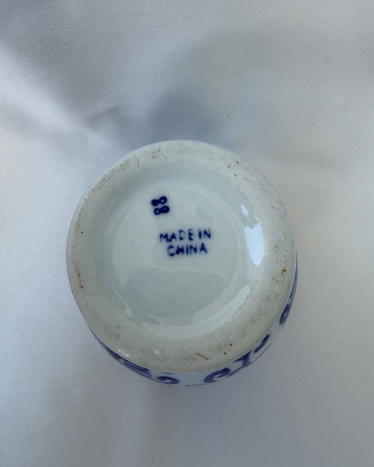 Mavi Çiçek Desenli Seramik Vazo - Görsel 3