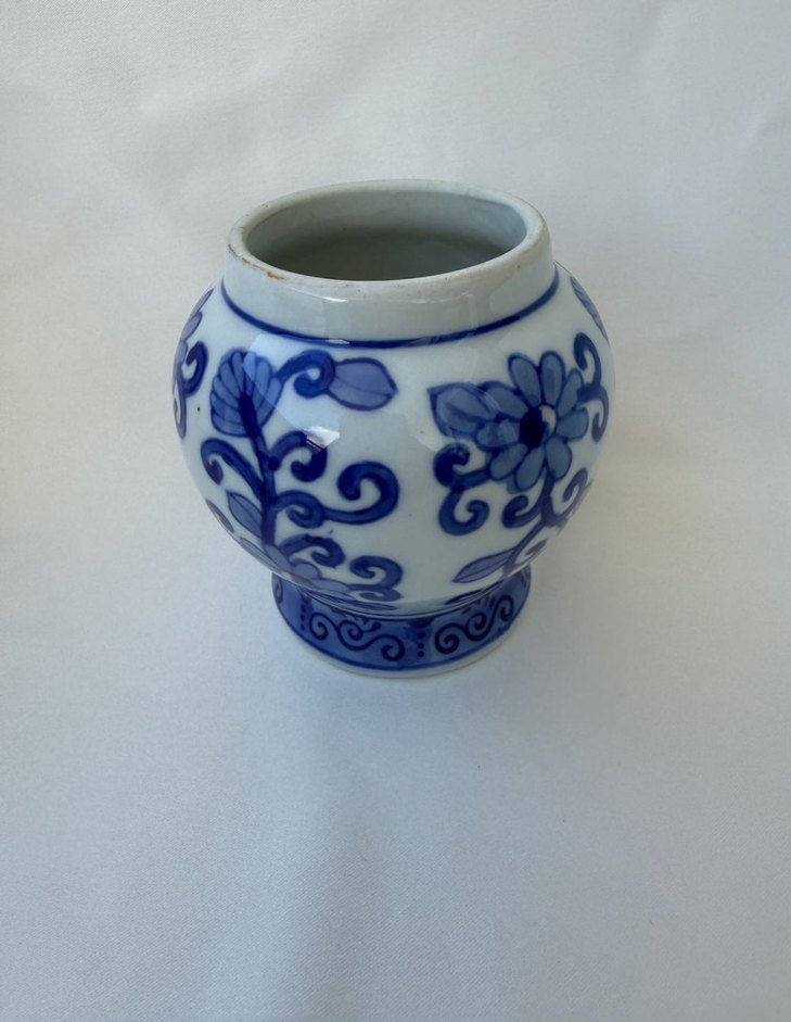 Mavi Çiçek Desenli Seramik Vazo - Görsel 2