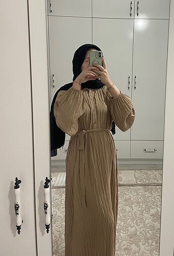 44 Beden camel Renk TESETTÜR ELBİSE