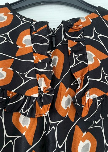 Desenli Bohem Midi Elbise Zincir Detaylı - Görsel 5