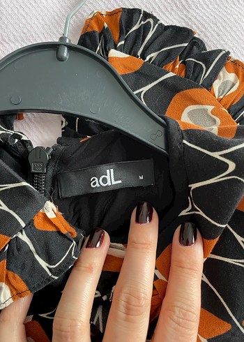 Desenli Bohem Midi Elbise Zincir Detaylı - Görsel 6