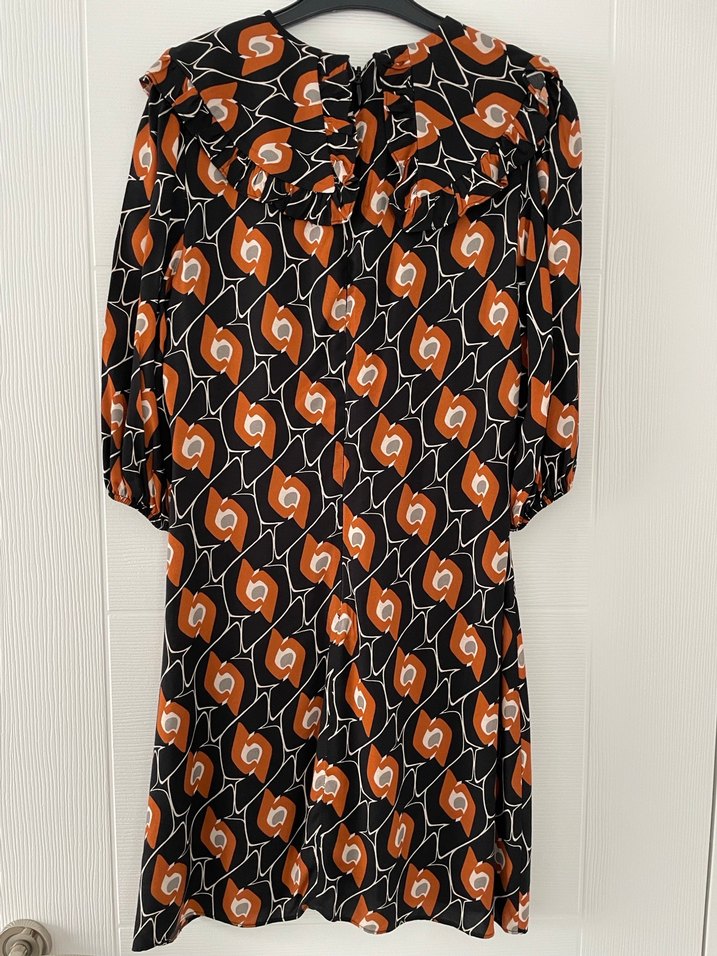 Desenli Bohem Midi Elbise Zincir Detaylı - Görsel 4